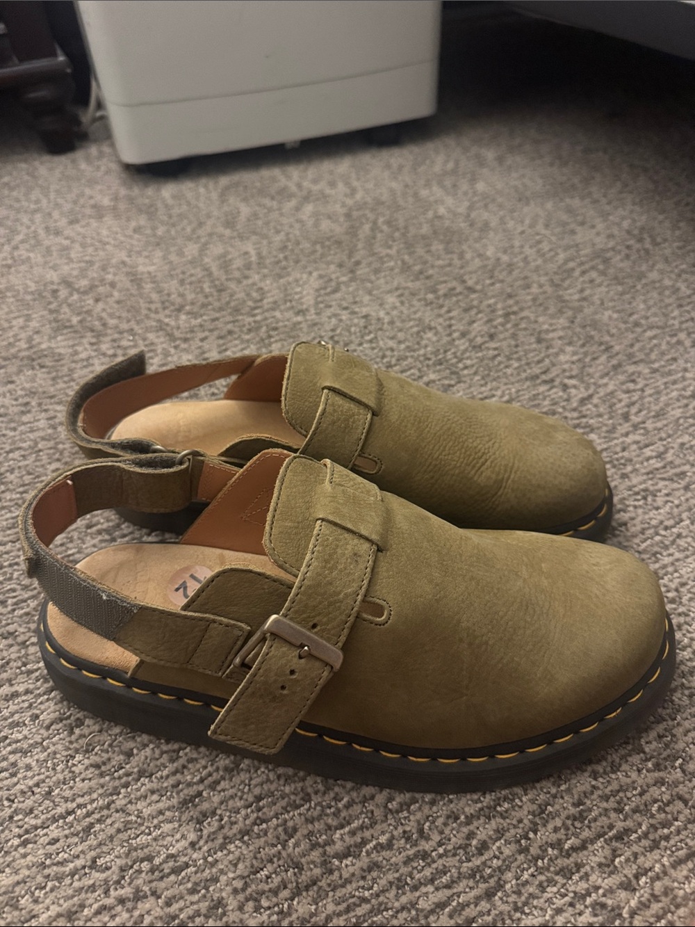 Dr. Martens Olive Green Suede Slingback Loafers